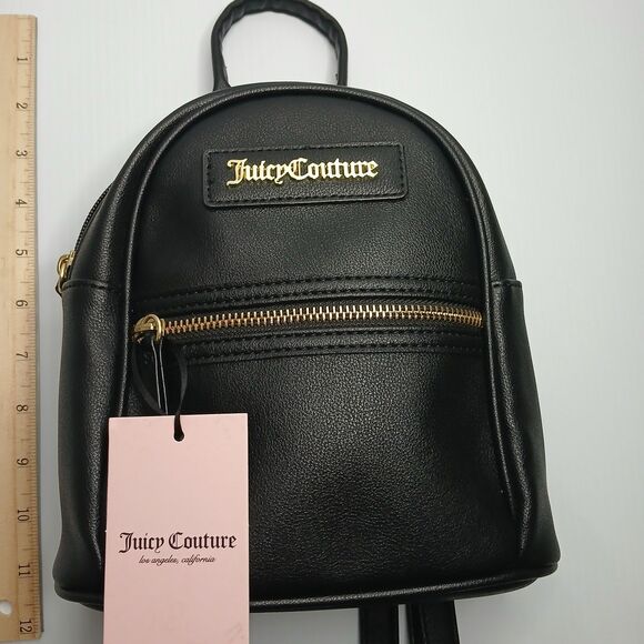 New Juicy Couture Black Leather Mini Backpack Purse - Picture 6 of 10
